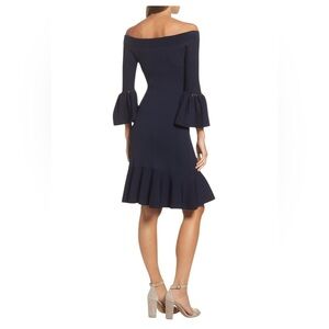 Jonathan Simkhai Navy Off-Shoulder Flounce Dress XS